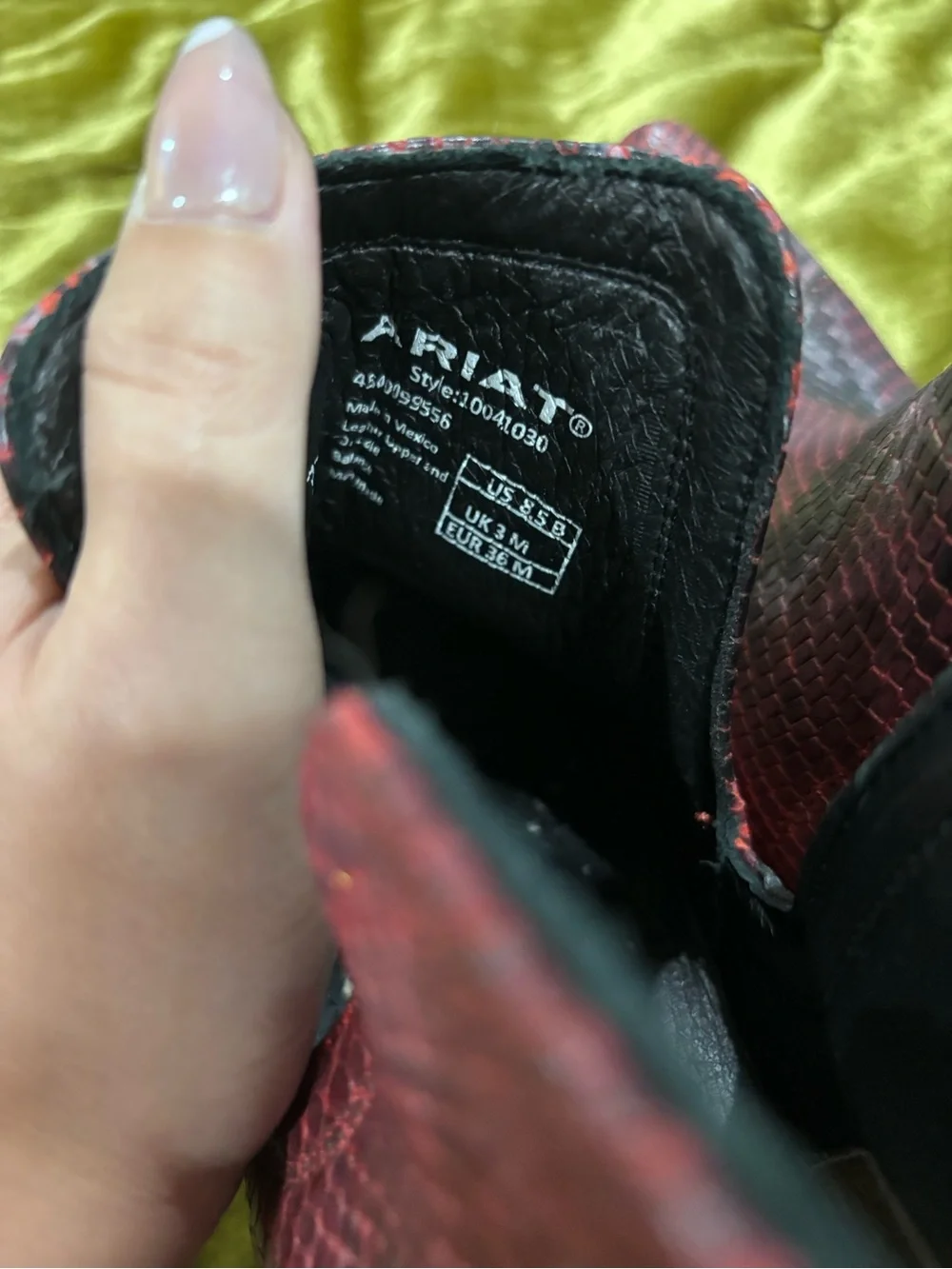 Ariat Red Snakeskin Slip-On Ankle Boot